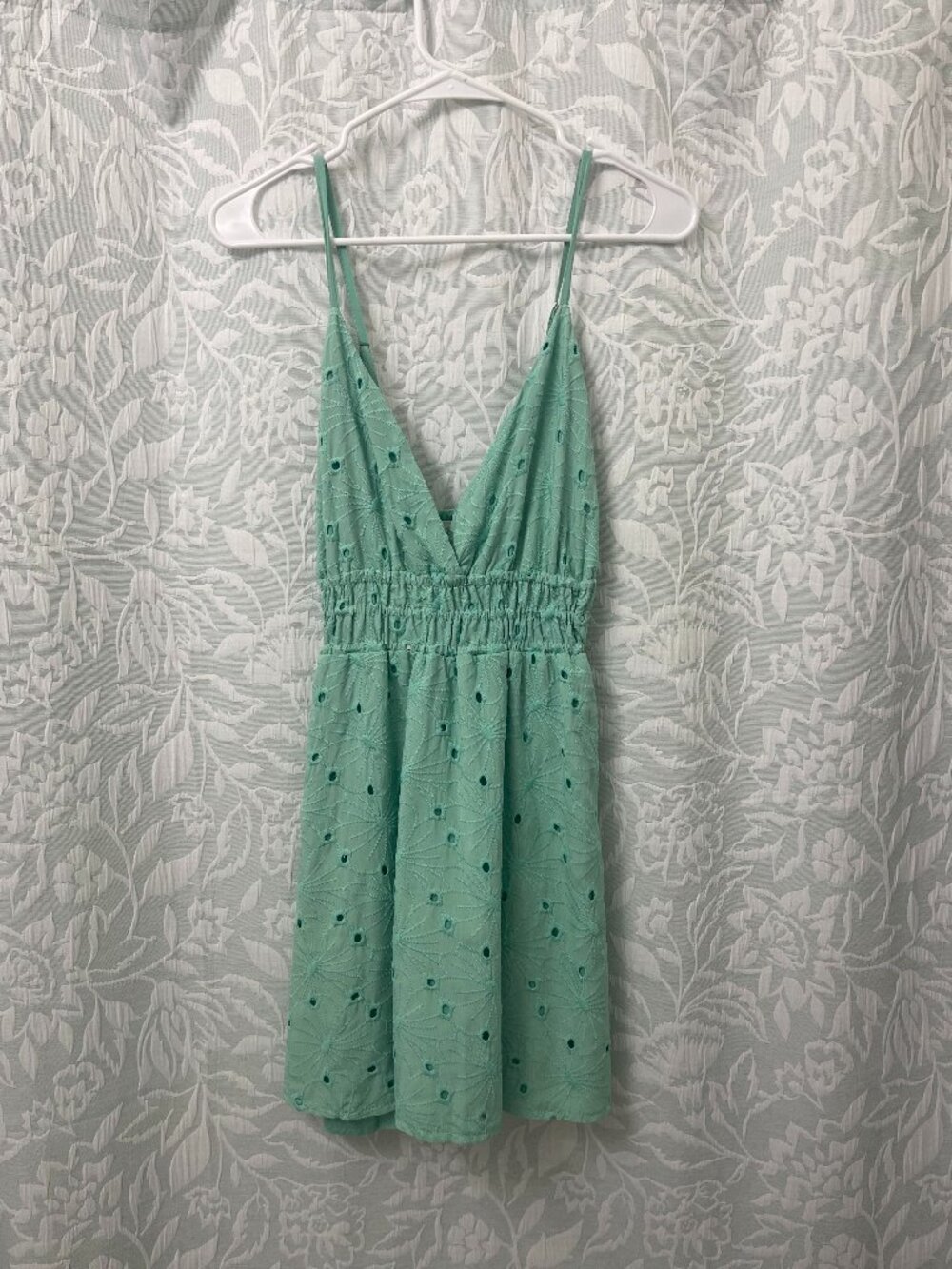 Summer green spaghetti strap dress